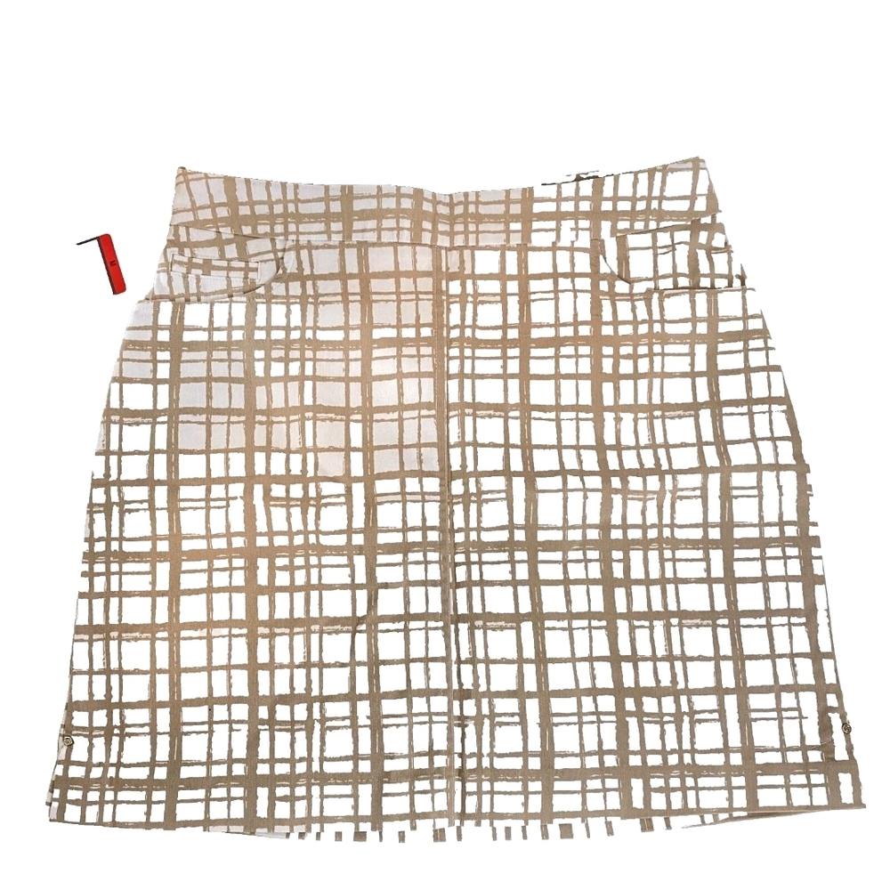 NWT Hilary Radley Ladies' Pull-On Stretch Skort Tan Stripe M